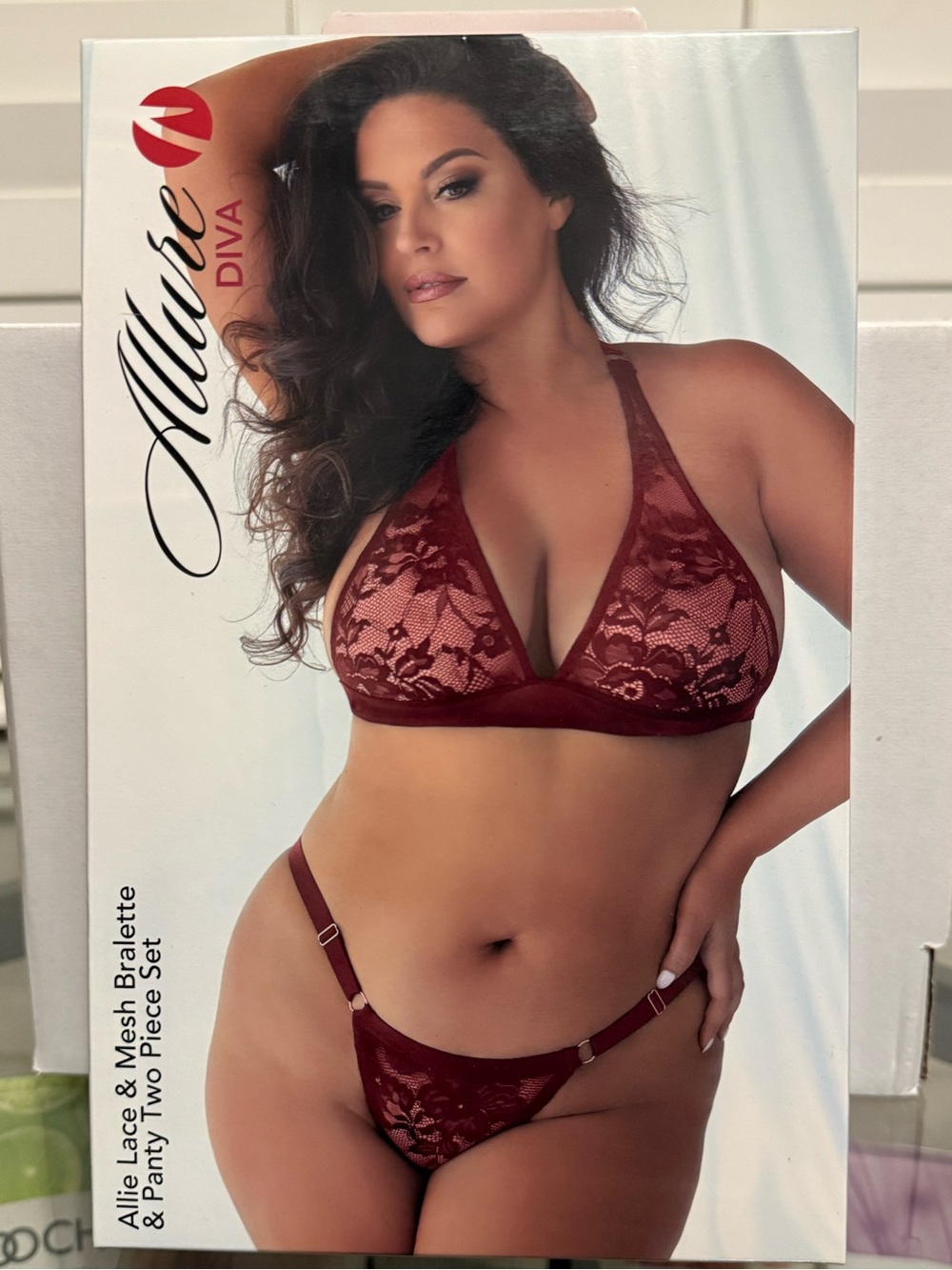 Allure Lace Bralette & Panty Set - Wine Red